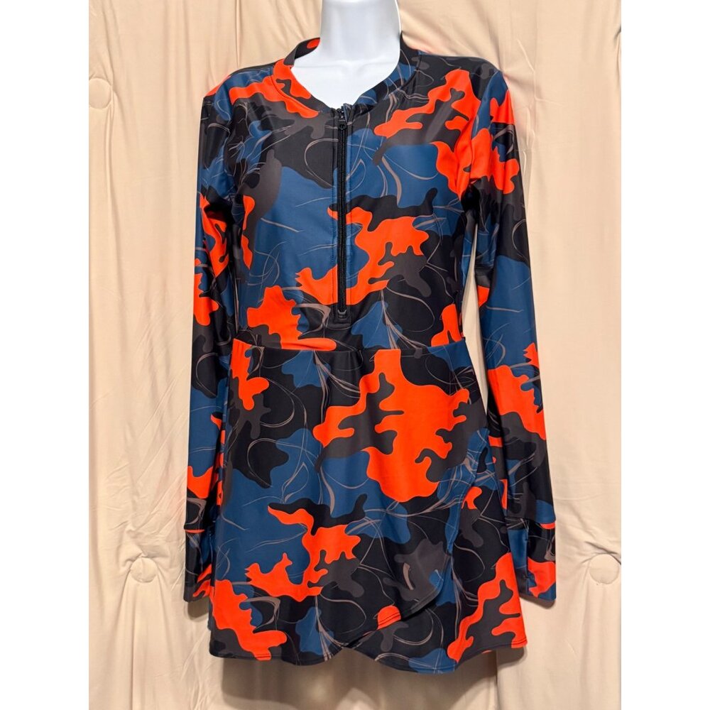 NEW Cagola Swimsuit Dress XL NWT Orange/Gray Camo